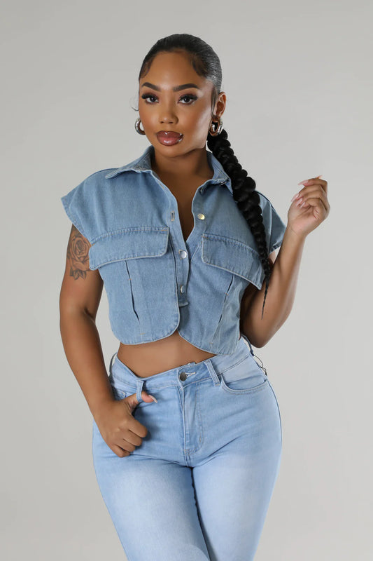 Denim Crop Vest