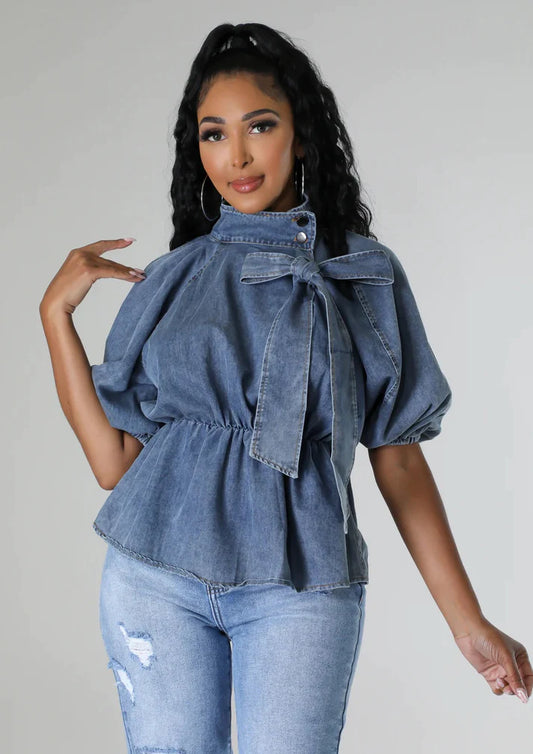 Ms Angie Denim Tie Top