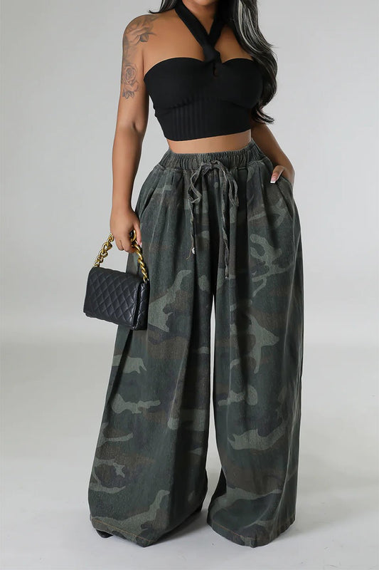 Camo Wide Leg Pants