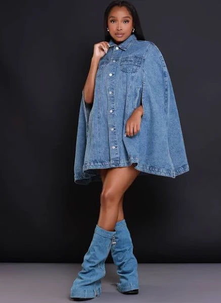 Denim Poncho Jacket